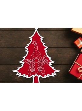 Intra απο ξύλο plywood  Χρώμα wenge 3mm-4mm πάχος - Χριστουγεννιάτικο δέντρο Gnome Paper Cut 3d Δίασταση 1200x1200 cm INTRAFABR-38364716