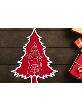 Intra απο ξύλο plywood  Χρώμα wenge 3mm-4mm πάχος - Χριστουγεννιάτικο δέντρο Gnome Paper Cut 3d Δίασταση 1200x1200 cm INTRAFABR-79072387