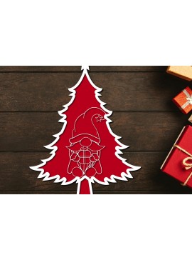 Intra απο ξύλο plywood  Χρώμα wenge 3mm-4mm πάχος - Χριστουγεννιάτικο δέντρο Gnome Paper Cut 3d Δίασταση 1200x1200 cm INTRAFABR-107976808