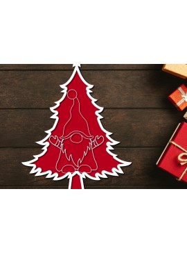 Intra απο ξύλο plywood  Χρώμα wenge 3mm-4mm πάχος - Χριστουγεννιάτικο δέντρο Gnome Paper Cut 3d Δίασταση 1200x1200 cm INTRAFABR-101526393