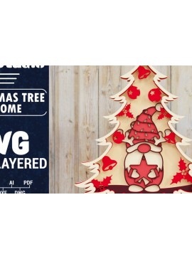 Intra απο ξύλο plywood  Χρώμα wenge 3mm-4mm πάχος - Χριστουγεννιάτικου Δέντρου Gnome PaperCut Δίασταση 1500x1500 cm INTRAFABR-104888335