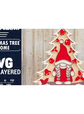 Intra απο ξύλο plywood  Χρώμα wenge 3mm-4mm πάχος - Χριστουγεννιάτικου Δέντρου Gnome PaperCut Δίασταση 1500x1500 cm INTRAFABR-78253003