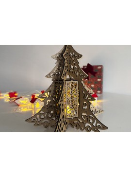 Σετ των 2 Intra απο ξύλο plywood  Χρώμα wenge 3mm-4mm πάχος - Φωτιστικό Χριστουγεννιάτικου Δέντρου Δίασταση 4x4 cm INTRAFABR-79756698