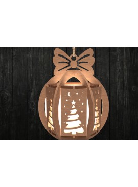 Σετ των 2 Intra απο ξύλο plywood  Χρώμα wenge 3mm-4mm πάχος - Στολίδι φαναριού Χριστουγεννιάτικου Δέντρου Δίασταση 6x6 cm INTRAFABR-79391276