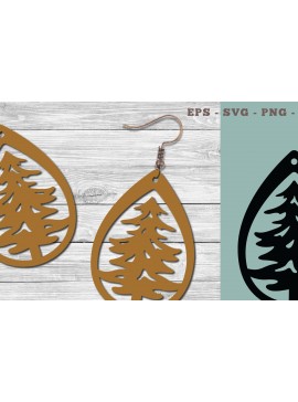 Σετ των 3 Intra απο ξύλο plywood  Χρώμα wenge 3mm-4mm πάχος - Σκουλαρίκια με λέιζερ χριστουγεννιάτικο δέντρο Δίασταση 3x3 cm INTRAFABR-105334034