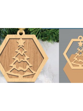 Σετ των 2 Intra απο ξύλο plywood  Χρώμα wenge 3mm-4mm πάχος - Στολίδι χριστουγεννιάτικου δέντρου με 1 Δίασταση 6x6 cm INTRAFABR-105017469