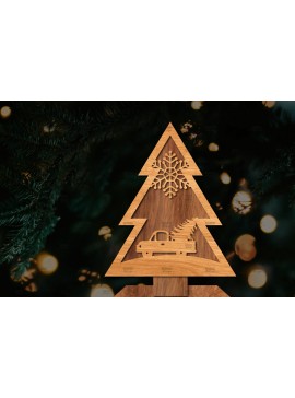 Σετ των 2 Intra απο ξύλο plywood  Χρώμα wenge 3mm-4mm πάχος - Στάση κοπής χριστουγεννιάτικου δέντρου με λέιζερ Δίασταση 20x20 cm INTRAFABR-105017410