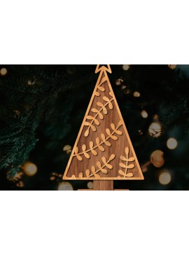 Σετ των 2 Intra απο ξύλο plywood  Χρώμα wenge 3mm-4mm πάχος - Στάση κοπής χριστουγεννιάτικου δέντρου με λέιζερ Δίασταση 20x20 cm INTRAFABR-73348291