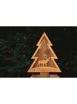Σετ των 2 Intra απο ξύλο plywood  Χρώμα wenge 3mm-4mm πάχος - Στάση κοπής χριστουγεννιάτικου δέντρου με λέιζερ Δίασταση 20x20 cm INTRAFABR-73288174