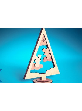 Σετ των 2 Intra απο ξύλο plywood  Χρώμα wenge 3mm-4mm πάχος - Χριστουγεννιάτικο Δέντρο Κόψιμο με Λέιζερ Δίασταση 15x15 cm INTRAFABR-105054266