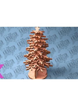 Σετ των 2 Intra απο ξύλο plywood  Χρώμα wenge 3mm-4mm πάχος - Χριστουγεννιάτικο Δέντρο Κόψιμο με Λέιζερ Δίασταση 15x15 cm INTRAFABR-104380109