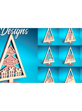 Σετ των 2 Intra απο ξύλο plywood  Χρώμα wenge 3mm-4mm πάχος - Χριστουγεννιάτικο Δέντρο Κόψιμο με Λέιζερ Δίασταση 15x15 cm INTRAFABR-104380186