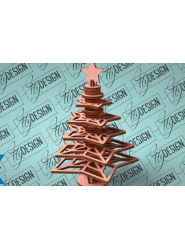 Σετ των 2 Intra απο ξύλο plywood  Χρώμα wenge 3mm-4mm πάχος - Χριστουγεννιάτικο Δέντρο Κόψιμο με Λέιζερ Δίασταση 15x15 cm INTRAFABR-104380210