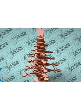 Σετ των 2 Intra απο ξύλο plywood  Χρώμα wenge 3mm-4mm πάχος - Χριστουγεννιάτικο Δέντρο Κόψιμο με Λέιζερ Δίασταση 15x15 cm INTRAFABR-104380253