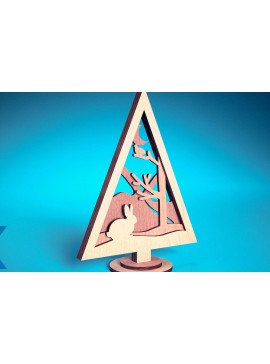 Σετ των 2 Intra απο ξύλο plywood  Χρώμα wenge 3mm-4mm πάχος - Χριστουγεννιάτικο Δέντρο Κόψιμο με Λέιζερ Δίασταση 15x15 cm INTRAFABR-103509296