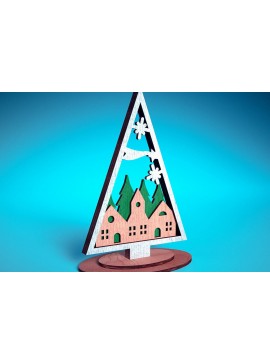 Σετ των 2 Intra απο ξύλο plywood  Χρώμα wenge 3mm-4mm πάχος - Χριστουγεννιάτικο Δέντρο Κοπή Laser | Χριστούγεννα Δίασταση 15x15 cm INTRAFABR-103384709