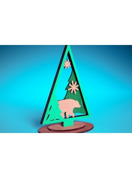 Σετ των 2 Intra απο ξύλο plywood  Χρώμα wenge 3mm-4mm πάχος - Χριστουγεννιάτικο Δέντρο Κοπή Laser | Χριστούγεννα Δίασταση 15x15 cm INTRAFABR-103384442