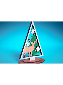 Σετ των 2 Intra απο ξύλο plywood  Χρώμα wenge 3mm-4mm πάχος - Χριστουγεννιάτικο Δέντρο Κοπή Laser | Χριστούγεννα Δίασταση 15x15 cm INTRAFABR-103385220