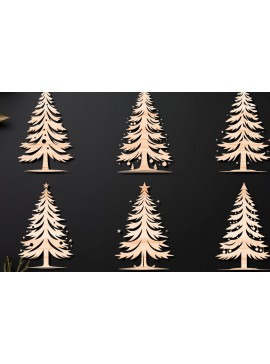 Σετ των 2 Intra απο ξύλο plywood  Χρώμα wenge 3mm-4mm πάχος - Χριστουγεννιάτικο δέντρο με λέιζερ στολίδια Δίασταση 6x6 cm INTRAFABR-16793052