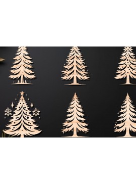 Σετ των 2 Intra απο ξύλο plywood  Χρώμα wenge 3mm-4mm πάχος - Χριστουγεννιάτικο δέντρο με λέιζερ στολίδια Δίασταση 6x6 cm INTRAFABR-72691967