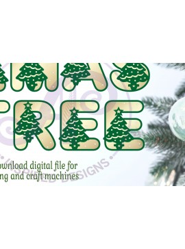 Σετ των 2 Intra απο ξύλο plywood  Χρώμα wenge 3mm-4mm πάχος - Χριστουγεννιάτικο δέντρο με γράμματα αλφάβητο. 26 Δίασταση 15x15 cm INTRAFABR-105900280