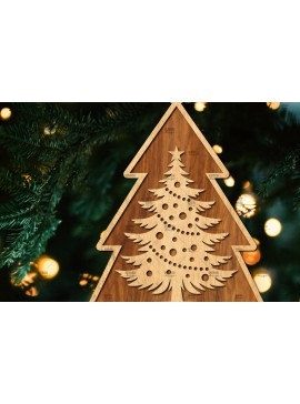 Σετ των 2 Intra απο ξύλο plywood  Χρώμα wenge 3mm-4mm πάχος - Κόψιμο με λέιζερ στολίδι Χριστουγεννιάτικου Δέντρου Δίασταση 6x6 cm INTRAFABR-104132749
