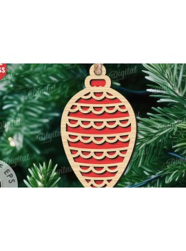 Σετ των 2 Intra απο ξύλο plywood  Χρώμα wenge 3mm-4mm πάχος - Κόψιμο με λέιζερ στολίδι Χριστουγεννιάτικου Δέντρου Δίασταση 6x6 cm INTRAFABR-104132393