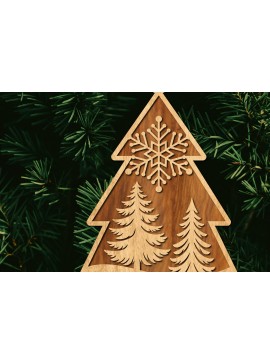 Σετ των 2 Intra απο ξύλο plywood  Χρώμα wenge 3mm-4mm πάχος - Κόψιμο με λέιζερ στολίδι Χριστουγεννιάτικου Δέντρου Δίασταση 6x6 cm INTRAFABR-106071096