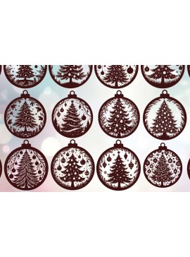 Σετ των 2 Intra απο ξύλο plywood  Χρώμα wenge 3mm-4mm πάχος - Δέσμη κοπής με λέιζερ στολίδι Χριστουγεννιάτικου Δέντρου Δίασταση 6x6 cm INTRAFABR-107953401