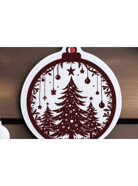 Σετ των 2 Intra απο ξύλο plywood  Χρώμα wenge 3mm-4mm πάχος - με λέιζερ στολίδι Χριστουγεννιάτικου δέντρου Δίασταση 6x6 cm INTRAFABR-107447023