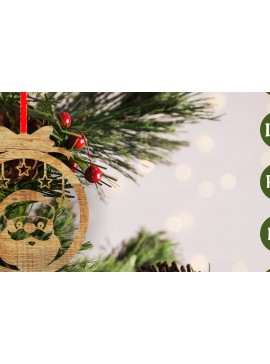 Σετ των 2 Intra απο ξύλο plywood  Χρώμα wenge 3mm-4mm πάχος - Στολίδι Χριστουγεννιάτικου Δέντρου | κοπής με λέιζερ Δίασταση 6x6 cm INTRAFABR-107703626
