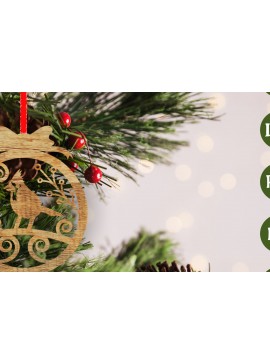 Σετ των 2 Intra απο ξύλο plywood  Χρώμα wenge 3mm-4mm πάχος - Στολίδι Χριστουγεννιάτικου Δέντρου | κοπής με λέιζερ Δίασταση 6x6 cm INTRAFABR-107446981