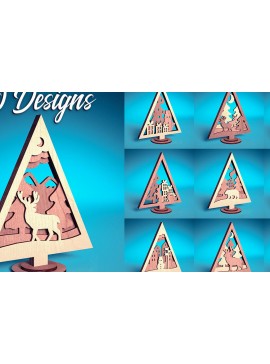 Σετ των 2 Intra απο ξύλο plywood  Χρώμα wenge 3mm-4mm πάχος - Στολίδι χριστουγεννιάτικου δέντρου με λέιζερ | Δίασταση 6x6 cm INTRAFABR-100872689