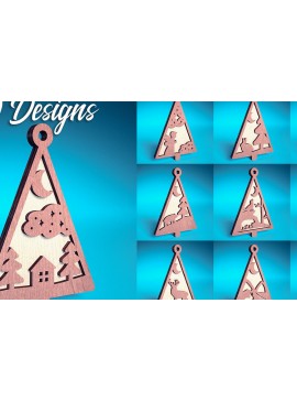 Σετ των 2 Intra απο ξύλο plywood  Χρώμα wenge 3mm-4mm πάχος - Στολίδι χριστουγεννιάτικου δέντρου με λέιζερ | Δίασταση 6x6 cm INTRAFABR-100910025