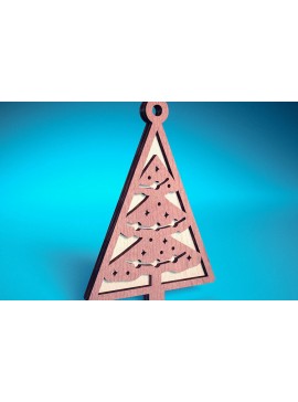 Σετ των 2 Intra απο ξύλο plywood  Χρώμα wenge 3mm-4mm πάχος - Στολίδι χριστουγεννιάτικου δέντρου με λέιζερ | Δίασταση 6x6 cm INTRAFABR-100910330