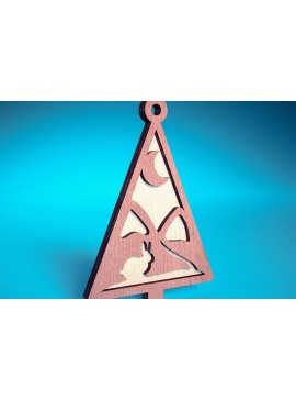 Σετ των 2 Intra απο ξύλο plywood  Χρώμα wenge 3mm-4mm πάχος - Στολίδι χριστουγεννιάτικου δέντρου με λέιζερ | Δίασταση 6x6 cm INTRAFABR-100910435