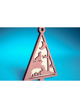 Σετ των 2 Intra απο ξύλο plywood  Χρώμα wenge 3mm-4mm πάχος - Στολίδι χριστουγεννιάτικου δέντρου με λέιζερ | Δίασταση 6x6 cm INTRAFABR-100873107