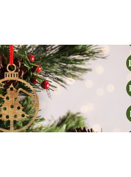 Σετ των 2 Intra απο ξύλο plywood  Χρώμα wenge 3mm-4mm πάχος - Στολίδι Χριστουγεννιάτικου Δέντρου | Δίασταση 6x6 cm INTRAFABR-100873382