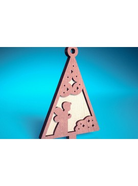 Σετ των 2 Intra απο ξύλο plywood  Χρώμα wenge 3mm-4mm πάχος - Στολίδι χριστουγεννιάτικου δέντρου με λέιζερ | Δίασταση 6x6 cm INTRAFABR-100910390