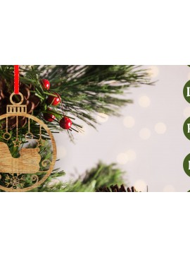 Σετ των 2 Intra απο ξύλο plywood  Χρώμα wenge 3mm-4mm πάχος - Στολίδι Χριστουγεννιάτικου Δέντρου | Δίασταση 6x6 cm INTRAFABR-76427878