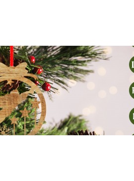 Σετ των 2 Intra απο ξύλο plywood  Χρώμα wenge 3mm-4mm πάχος - Στολίδι Χριστουγεννιάτικου Δέντρου Δίασταση 6x6 cm INTRAFABR-76152438