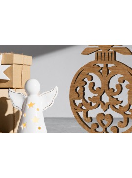 Σετ των 3 Intra απο ξύλο plywood  Χρώμα wenge 3mm-4mm πάχος - Χριστουγεννιάτικο δέντρο διακοσμημένη μπάλα Δίασταση 3x3 cm INTRAFABR-32406392