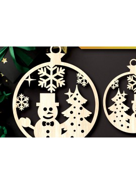 Σετ των 2 Intra απο ξύλο plywood  Χρώμα wenge 3mm-4mm πάχος - Στολίδια χριστουγεννιάτικων δέντρων με λέιζερ Δίασταση 6x6 cm INTRAFABR-76050306