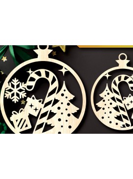 Σετ των 2 Intra απο ξύλο plywood  Χρώμα wenge 3mm-4mm πάχος - Στολίδια χριστουγεννιάτικων δέντρων με λέιζερ Δίασταση 6x6 cm INTRAFABR-76050336