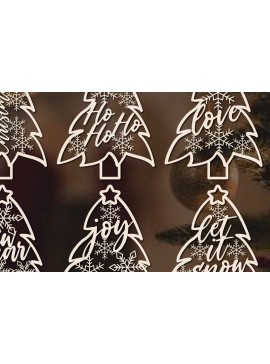 Σετ των 2 Intra απο ξύλο plywood  Χρώμα wenge 3mm-4mm πάχος - Διακόσμηση χριστουγεννιάτικου δέντρου Πακέτο Δίασταση 15x15 cm INTRAFABR-75318008