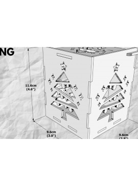 Σετ των 2 Intra απο ξύλο plywood  Χρώμα wenge 3mm-4mm πάχος - Χριστουγεννιάτικο Δέντρο Εξάχνωση Κουπών Laser Δίασταση 15x15 cm INTRAFABR-107494814