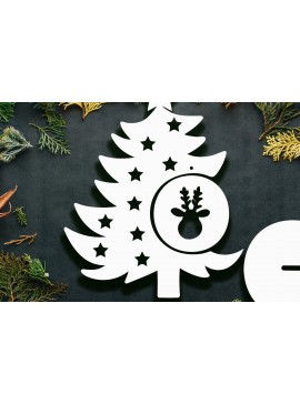 Σετ των 2 Intra απο ξύλο plywood  Χρώμα wenge 3mm-4mm πάχος - Χριστουγεννιάτικου Δέντρου Laser and Cricut Δίασταση 15x15 cm INTRAFABR-104389525