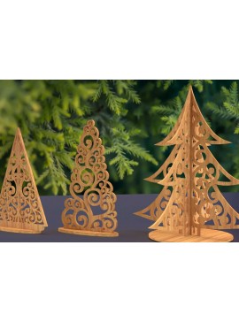 Σετ των 2 Intra απο ξύλο plywood  Χρώμα wenge 3mm-4mm πάχος - Χριστουγεννιάτικο Δέντρο Δίασταση 20x20 cm INTRAFABR-104389639