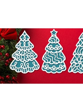 Σετ των 2 Intra απο ξύλο plywood  Χρώμα wenge 3mm-4mm πάχος - Χαρτόκοψη Χριστουγεννιάτικου Δέντρου Δίασταση 12x12 cm INTRAFABR-104389662