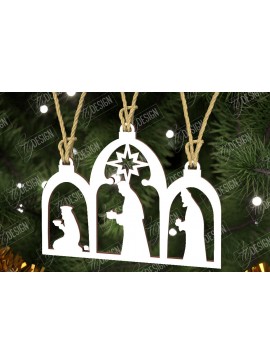 Σετ των 2 Intra απο ξύλο plywood  Χρώμα wenge 3mm-4mm πάχος - Παιχνίδι Χριστουγεννιάτικου Δέντρου | Σκηνή της Γέννησης |CNC Δίασταση 6x6 cm INTRAFABR-103805353